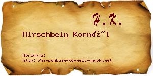 Hirschbein Kornél névjegykártya